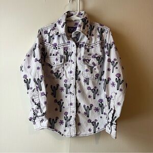 Purple Floral Cactus Print Shirt Girls Size Small 6